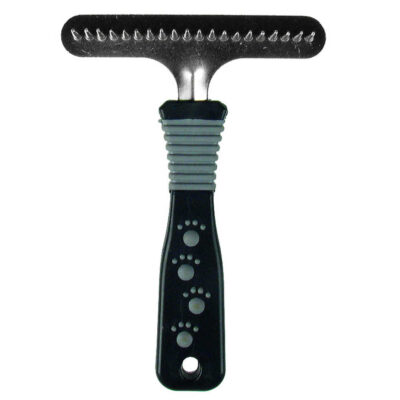 Гребінець-граблі односторонні/однорядні з пласт.ручкою,Dog Salon, 11*15.5см