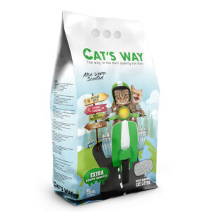 Бентонітовий наповнювач CAT'S WAY алое вера + зелені гранули, 5л