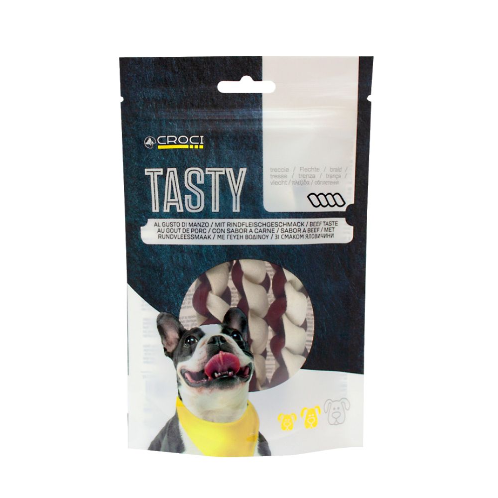 Ласощі TASTY "Яловича косичка", 80гр, 8 пач./короб. (цена за пачку) купити в Україні OnRiver.com.ua Ласощі TASTY "Яловича косичка", 80гр, 8 пач./короб. (цена за пачку)