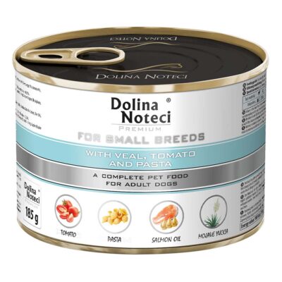 Корм конс. Dolina Noteci Premium для собак маленьких порід з телятиною,помідорами та локшиною, 185г