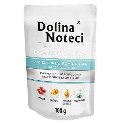 Пауч Dolina Noteci Premium для собак маленьких порід з телятиною, помідорами та локшиною, 100г