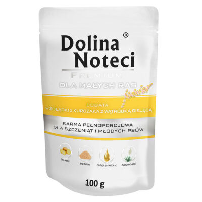Пауч Dolina Noteci Premium для цуценят, юніорів, маленьких собак, куряч. шлунок+печінка теляти, 100г