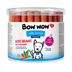 Ласощі для собак "Bow wow" палички міні-салямі з яловичини та колагену, 12 см (60 шт/уп)