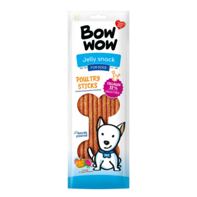 Ласощі для собак "Bow wow" протеїнові палички яловичина,птиця,томати та габруз, 22 см (25 шт в кор)