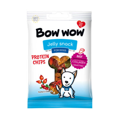 Ласощі для собак "Bow wow" протеїнові чипси з яловичиною,шипшиною та журавлиною,60 г (23 шт в кор)