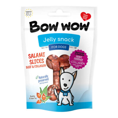 Ласощі для собак "Bow wow" слайси салямі з яловичини та колагену, 80 г (15шт в кор)