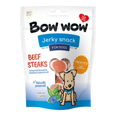 Ласощі для собак "Bow wow" снеки з яловичини у вигляді стейків, 80 г (15 шт в кор)