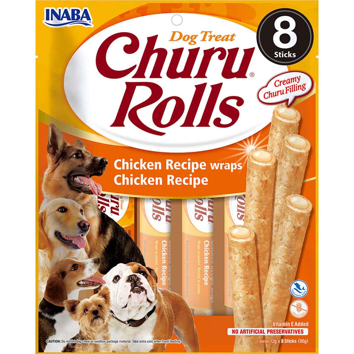 Ласощі INABA "Churu Rolls" для собак, з куркою 8*12 гр ((8 шт.уп.) 48 шт в ящ.) купити в Україні OnRiver.com.ua Ласощі INABA "Churu Rolls" для собак, з куркою 8*12 гр ((8 шт.уп.) 48 шт в ящ.)
