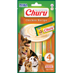 Ласощі INABA "Churu" для собак, вершковий мус в стіках, з куркою 4*14 г (12 шт уп)