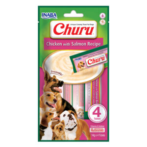Ласощі INABA "Churu" для собак, вершковий мус в стіках, курка/лосось 4*14 г (12 шт уп)