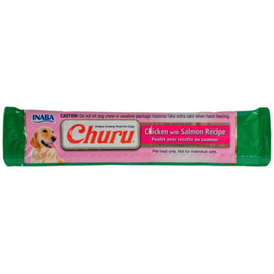 Ласощі INABA "Churu" для собак, вершковий мус в стіках, курка/лосось 1 стік/ 14 г