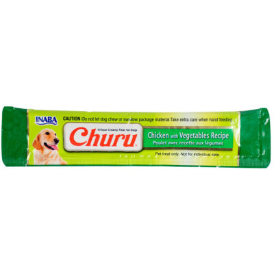 Ласощі INABA "Churu" для собак, вершковий мус в стіках, курка з овочами 1 стік/ 14 г