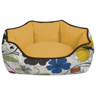 Лежак для тварини COZY FLO, овальний, помаранч/квіти, 85х66х23см