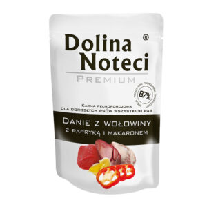 Пауч Dolina Noteci Premium Danie для собак усіх порід, яловичина з паприкою та локшиною, 100 г
