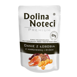 Пауч Dolina Noteci Premium Danie для дорослих собак усіх порід, лосось з морквою та рисом, 100 г
