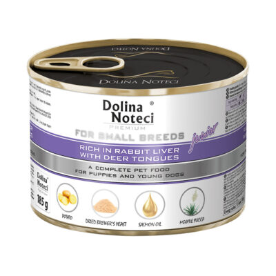 Корм конс. Dolina Noteci Premium для цуценят, собак мал. порід, печінка кролика+язик оленя, 185 г