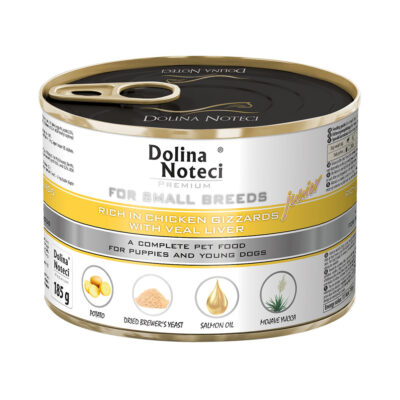 Корм конс. Dolina Noteci Premium для цуценят, собак мал. порід, курячий шлунок+печінка телят, 185г