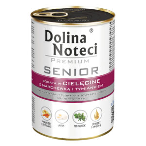 Корм конс. Dolina Noteci Premium Senior для літніх собак з телятиною, морква+чебрец, 400 г