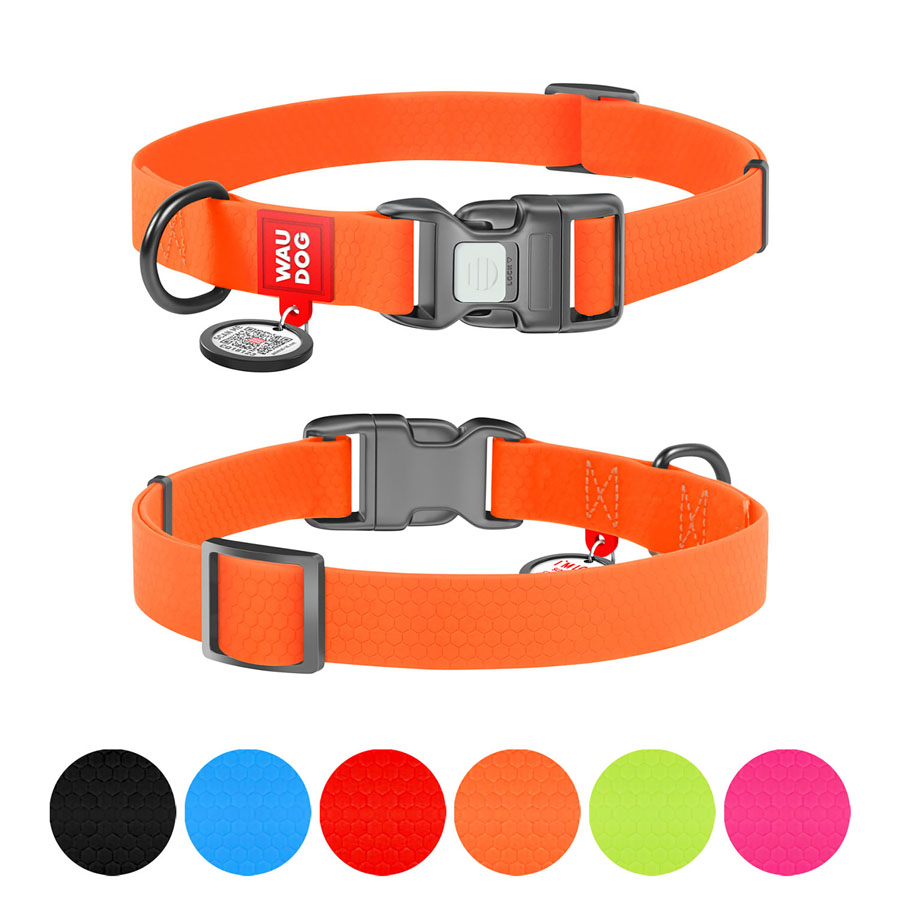Нашийник для собак водостійкий WAUDOG Waterproof c QR паспортом, пластикова пряжка-фастекс, Ш 20 мм, Дов 28-40 см, помаранчевий купити в Україні OnRiver.com.ua Нашийник для собак водостійкий WAUDOG Waterproof c QR паспортом, пластикова пряжка-фастекс, Ш 20 мм, Дов 28-40 см, помаранчевий