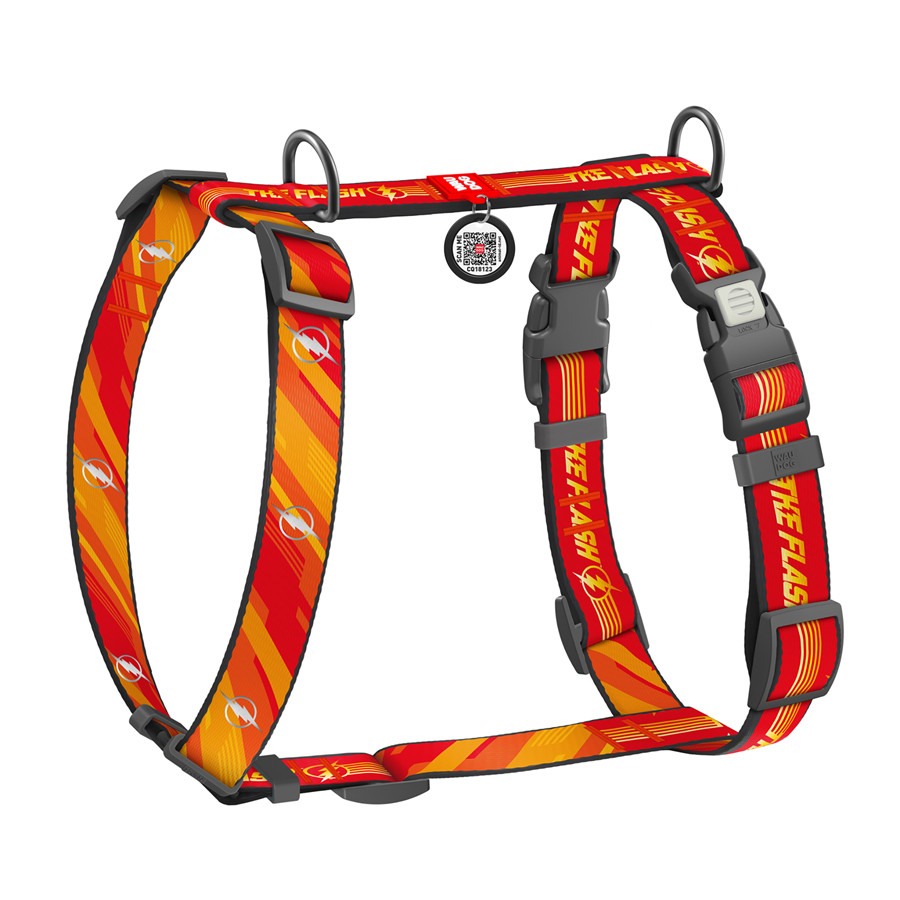 Шлея для собак анатомічна H-подібна WAUDOG Nylon з QR-паспортом, світловідбивна, малюнок "Флеш Лого", купити в Україні OnRiver.com.ua Шлея для собак анатомічна H-подібна WAUDOG Nylon з QR-паспортом, світловідбивна, малюнок "Флеш Лого",
