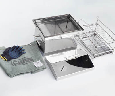 Коптильня з гідрозакривом із неіржавкої сталі товщина 1,5 мм 400*300*330 мм із чохлом і рукавичками СІЛА