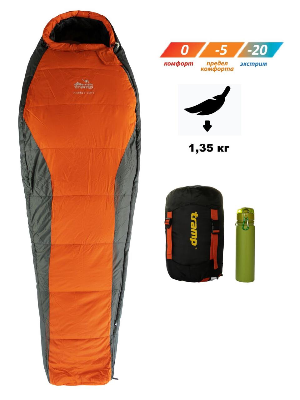 Спальний мішок Tramp Fjord Regular кокон лівий orange/grey 200/80-50 UTRS-049R купити в Україні OnRiver.com.ua Спальний мішок Tramp Fjord Regular кокон лівий orange/grey 200/80-50 UTRS-049R