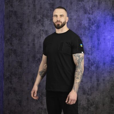 Футболка чоловіча однотонна чорна Pobedov Peremoga Військова