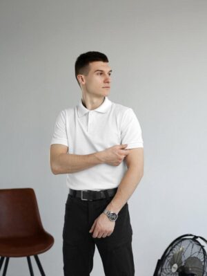 Біле базове чоловіче поло веса/літо Pobedov Royal