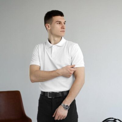 Біле базове чоловіче поло веса/літо Pobedov Royal