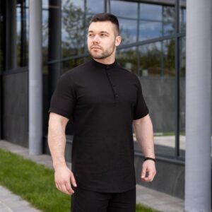 Чоловіча сорочка з коротким рукавом чорна Pobedov Molodist'