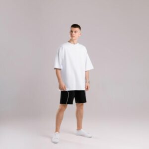 Однотонна біла футболка для чоловіків. Чоловіча біла футболка оверсайз Pobedov Nude