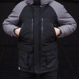 Парка чоловіча зимова середня на котоні з капюшоном Pobedov seniora udacha