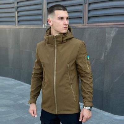 Куртка чоловіча демісезонна з капюшоном койот Pobedov Motive