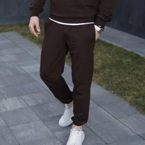 Чоловічі штани джогери з кишенями шоколадний Pobedov 95