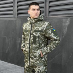 Чоловіча зимова піксельна куртка з капюшоном Pobedov Winter Jacket Motive ЗИМА В2