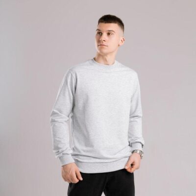 Світшот чоловічий однотонний сірий меланж Pobedov 001