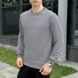 Світшот чоловічий однотонний сталевий Pobedov 001