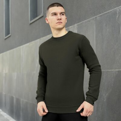 Світшот чоловічий однотонний хакі Pobedov 007 ЗИМА