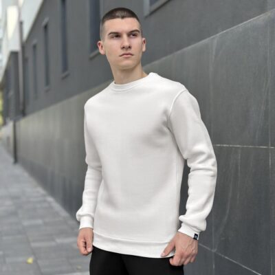 Світшот чоловічий однотонний молочний Pobedov 007 ЗИМА