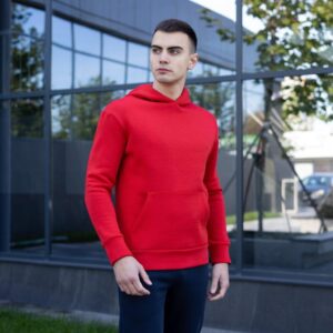 Тепле чоловіче худі на флісі з капюшоном червоне Pobedov 007 ЗИМА