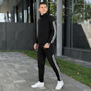 Чоловічий чорний спортивний костюм Pobedov Dollars. Комплект штани та кофта осінній