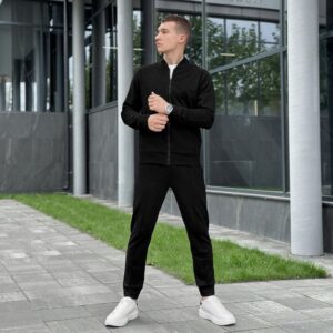 Чорний спортивний чоловічий костюм Pobedov Alpha. Комплект штани і кофта