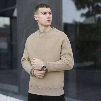 Бежевий світшот теплий для чоловіків. Оверсайз світшот бежевий Pobedov Hubble