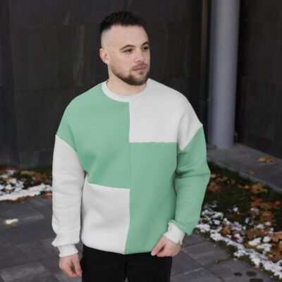 Зимовий світшот оверсайз для чоловіків. Молочно-ментолова кофта Pobedov The One