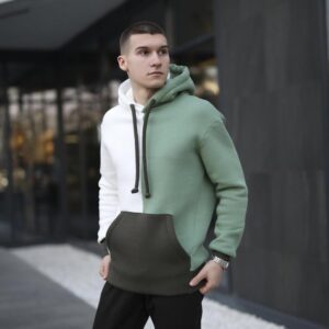 Молочне худі з кольоровими вставками чоловіче Pobedov 1touch. Худі чоловіче зима