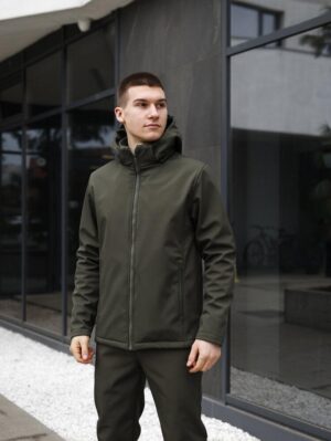 Чоловіча куртка хакі демісезонна з капюшоном Pobedov Shadow V2