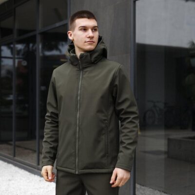 Чоловіча куртка хакі демісезонна з капюшоном Pobedov Shadow V2