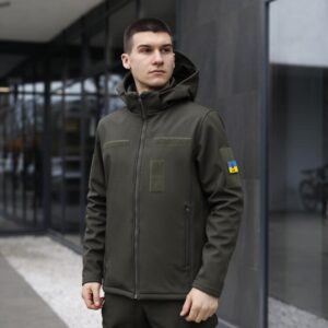 Тактична чоловіча куртка софтшел хакі Pobedov Shadow V2 із липучками