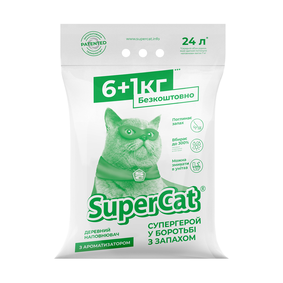Наповнювач SuperCat з ароматизатором, 6+1кг (зелений) купити в Україні OnRiver.com.ua Наповнювач SuperCat з ароматизатором, 6+1кг (зелений)