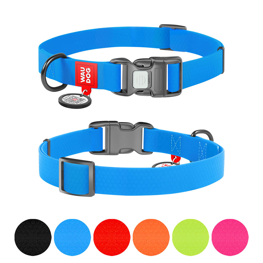 Нашийник для собак водостійкий WAUDOG Waterproof c QR паспортом, пластикова пряжка-фастекс, Ш 25 мм, Дов 38-58 см, блакитний купити в Україні OnRiver.com.ua Нашийник для собак водостійкий WAUDOG Waterproof c QR паспортом, пластикова пряжка-фастекс, Ш 25 мм, Дов 38-58 см, блакитний